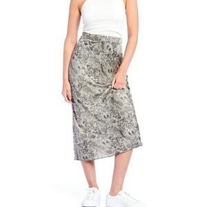 NEW Free People Normani Bais Gray Snake Print Midi Skirt Size 10